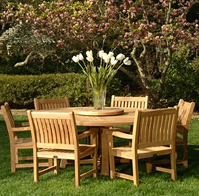 wood outdoor table and chairs