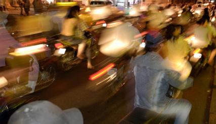 mopeds in evening